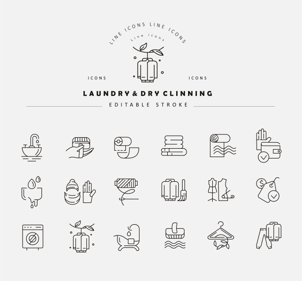 图标和标志的洗衣和干clinning图片下载