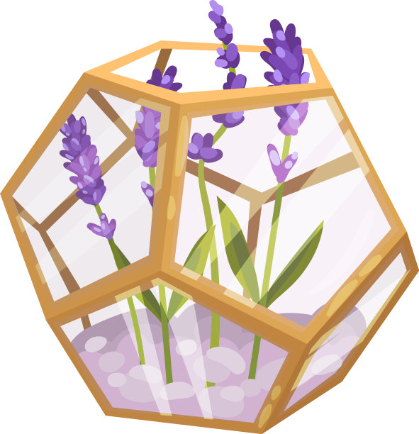 玻璃多边形的薰衣草图片下载