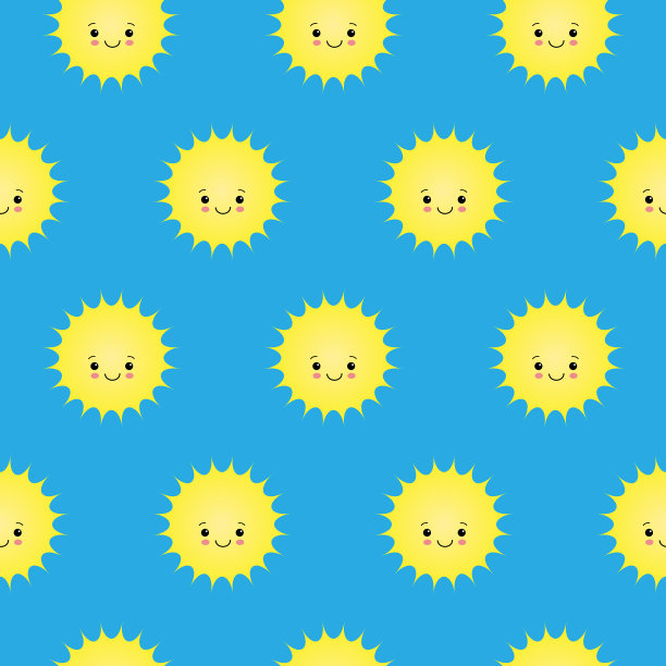 无缝图案与可爱微笑的太阳图片下载