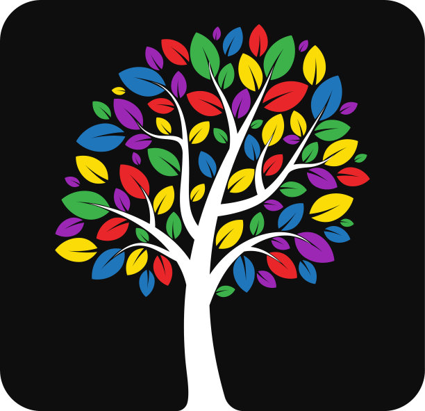 树的概念，一个程式化的树与字母图片下载