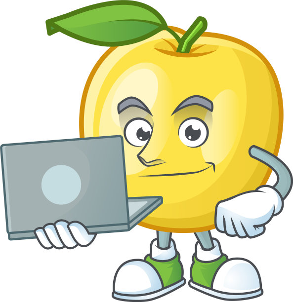 手提电脑金苹果卡通人物图片下载