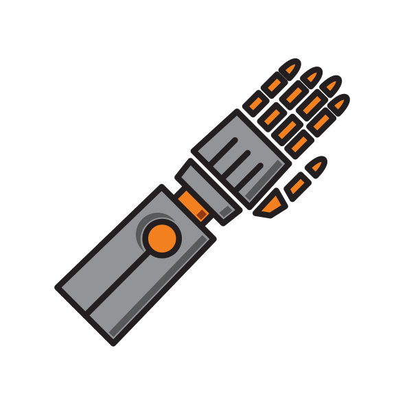 机器人手臂假肢的图标在白色背景为图片下载