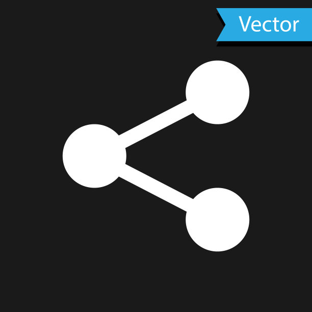 白色共享图标隔离在黑色背景图片下载