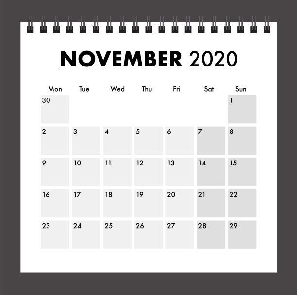 2020年11月日历带线图片下载