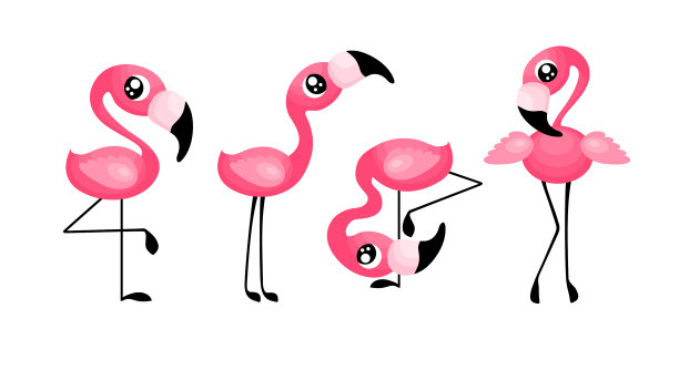 设置可爱的卡通火烈鸟大眼睛图片下载