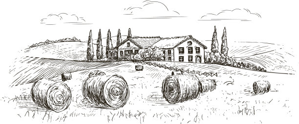 乡村景观乡村素描农场年份图片下载