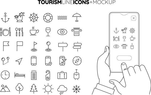 线路旅游和旅游图标设置与线路手图片下载