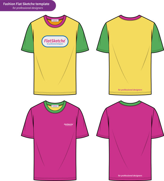 超合身t恤时尚平面技术图纸图片下载