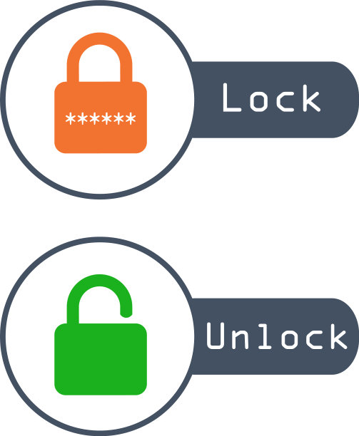 锁定解锁图标，密码为橙色和绿色图片下载