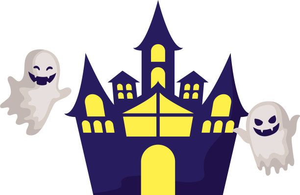 可怕的万圣节城堡在白色的背景图片下载