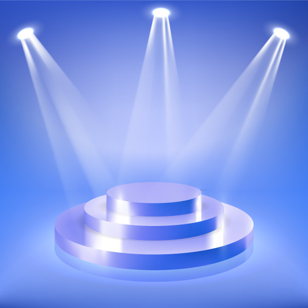 蓝色霓虹聚光灯下的舞台图片下载