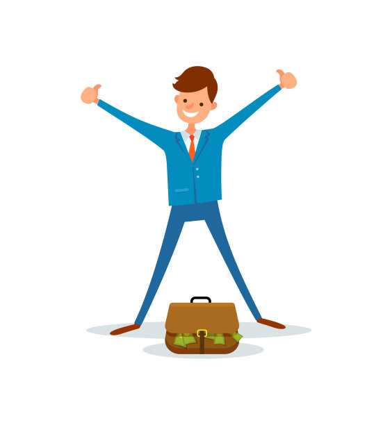 开朗的工人得到装满钱的经理套装图片下载