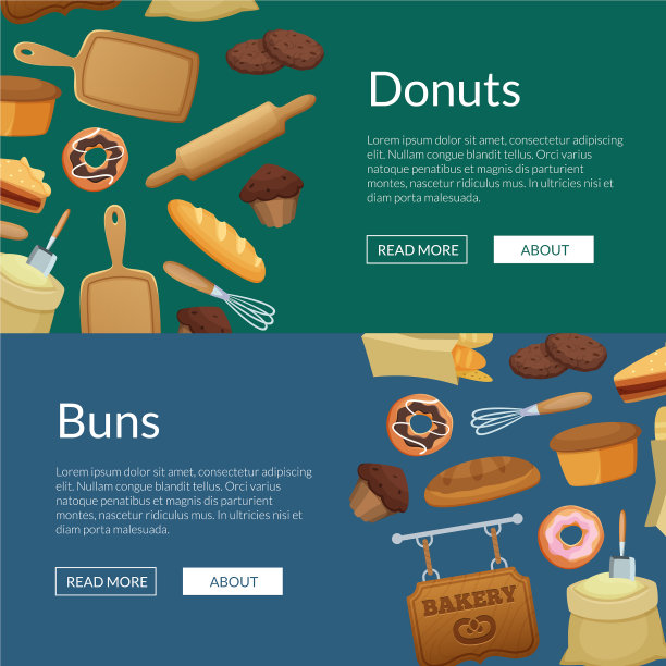 卡通面包房网站横幅模板图片下载