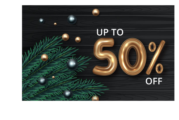 圣诞销售旗帜逼真的冷杉树枝图片下载