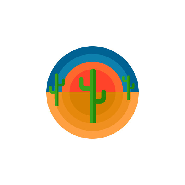 仙人掌沙漠和太阳圆纹章t恤印花图片下载