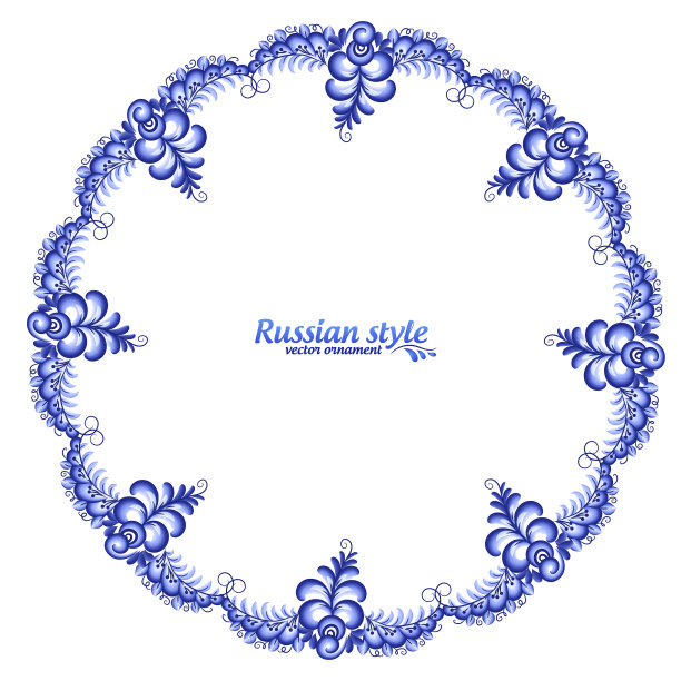 蓝色花卉框架在俄罗斯传统图片下载