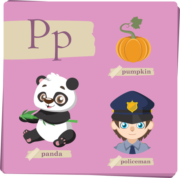 儿童彩色字母表-字母p图片下载