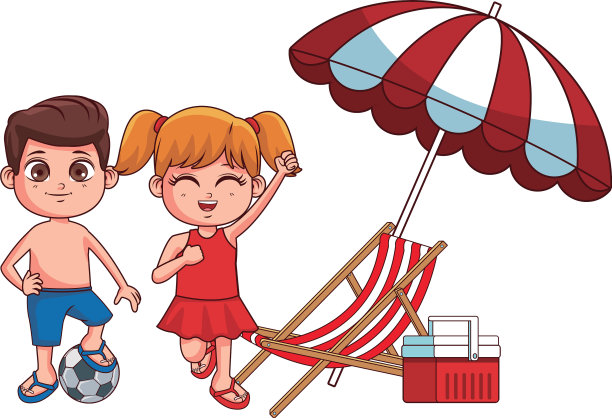 夏天孩子的卡通图片下载