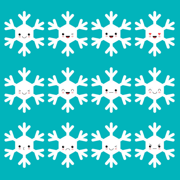 可爱的雪花镶着白色的滑稽的眼睛图片下载