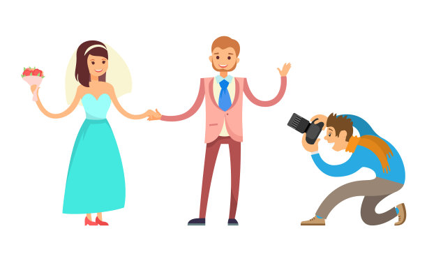 订婚典礼上新娘和新郎拍照环节图片下载