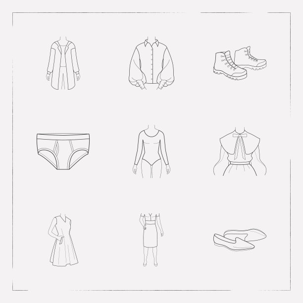 服装图标线条风格符号合集图片下载