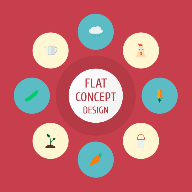 一套农业图标用扁平化风格的符号图片下载