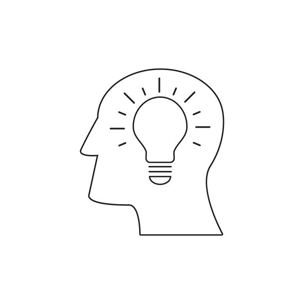 头和灯的图标想出主意图片下载