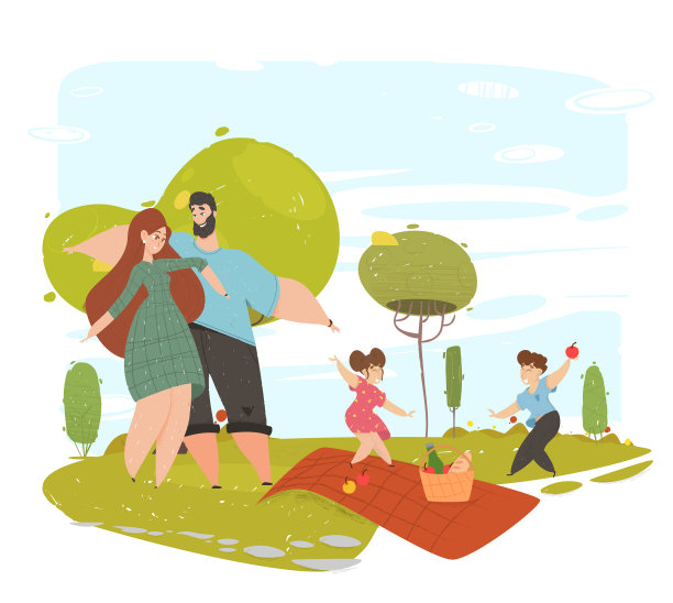 幸福的家庭花时间在公园野餐图片下载