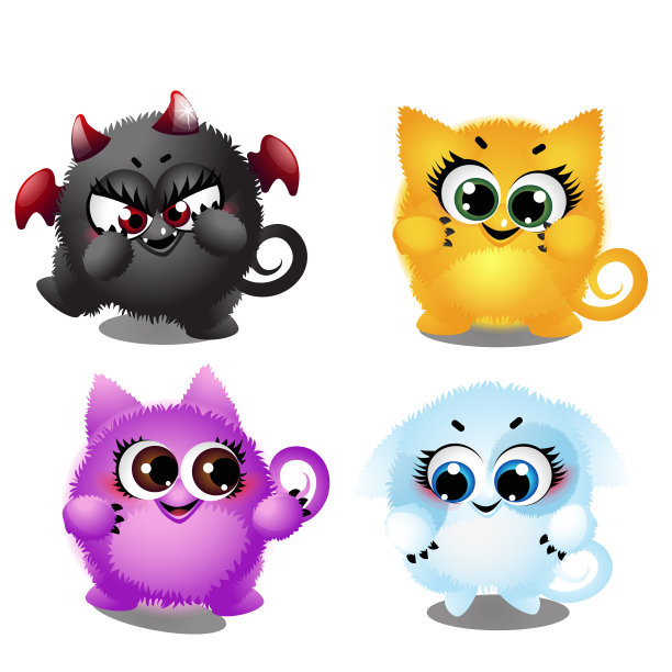 一套有趣的彩色幻想宠物与大图片下载