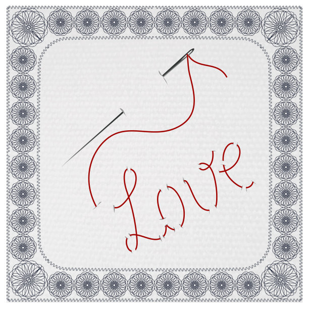 “爱”字用针绣而成图片下载