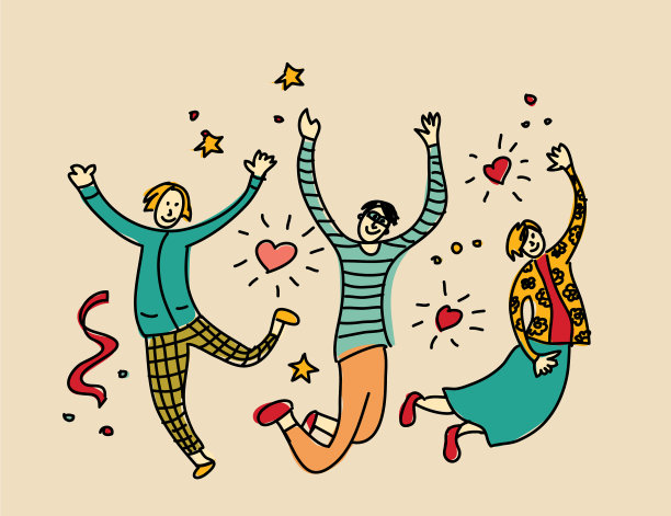 快乐跳跃年轻快乐朋友团队人图片下载