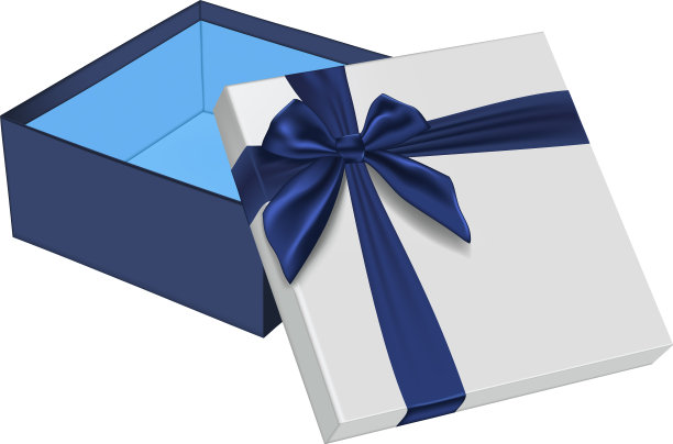 打开带蓝色蝴蝶结的礼盒图片下载