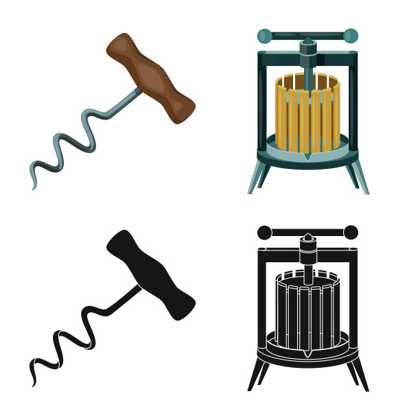 隔离对象农场和葡萄园图标集图片下载