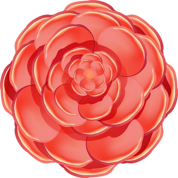 红色彩色山茶花图标卡通风格图片下载