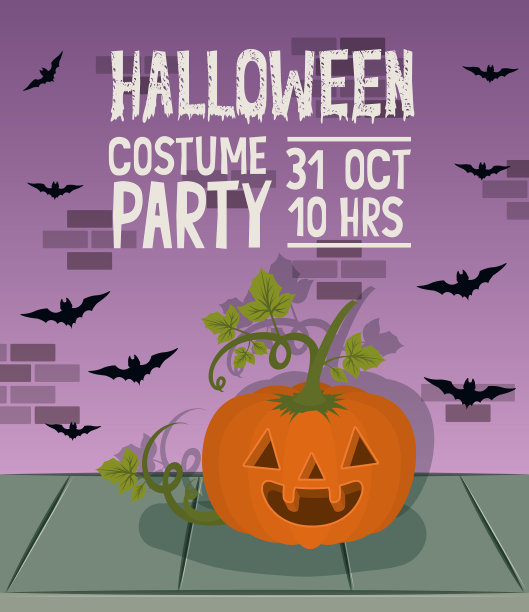 万圣节庆祝卡片与南瓜性格图片下载