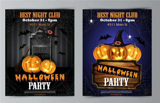有南瓜的万圣节派对传单图片下载