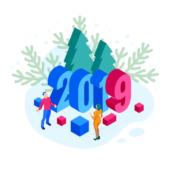 等距2019年圣诞节或新年背景图片下载