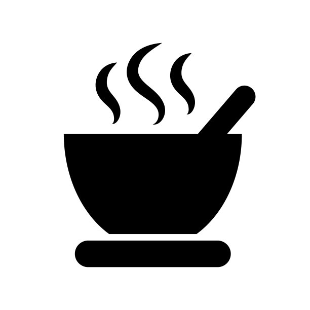 白色背景上的黑色汤图标图片下载