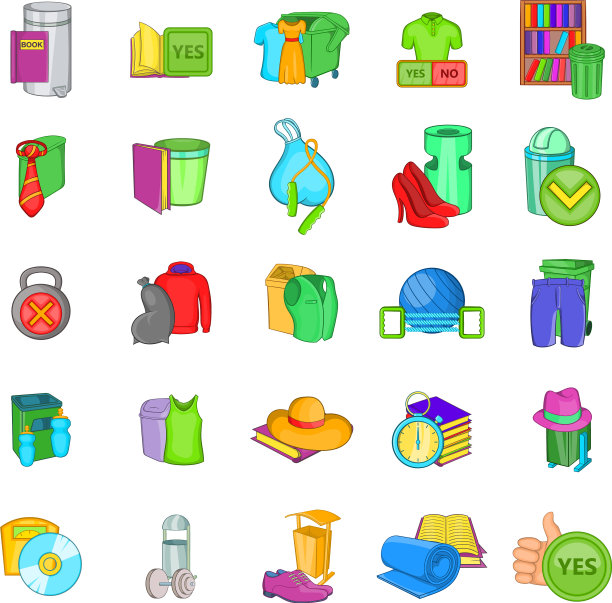 生态回收图标设置卡通风格图片下载