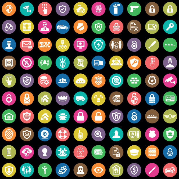 网页和UI通用安全图标100例图片下载