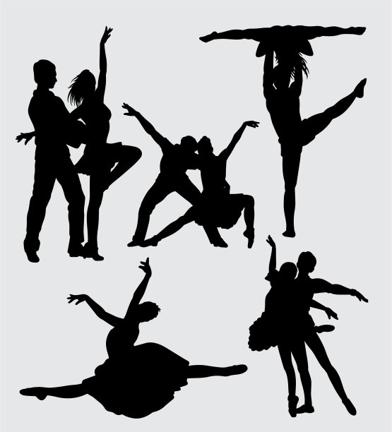 表演双人芭蕾剪影图片下载