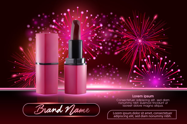化妆广告模板迷人的红色口红模型图片下载
