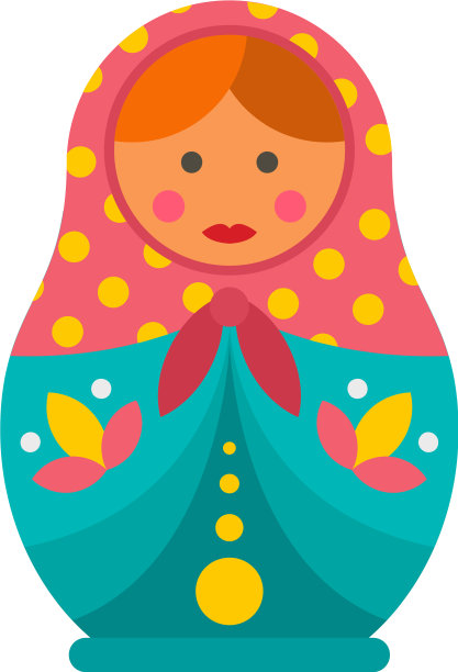 女性嵌套娃娃图标扁平风格图片下载