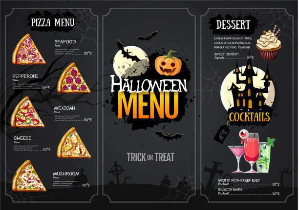 万圣节菜单设计与杰克o灯笼图片下载