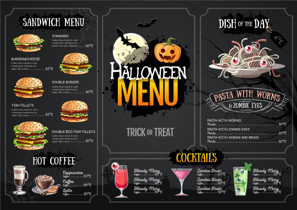 万圣节菜单设计与杰克o灯笼图片下载