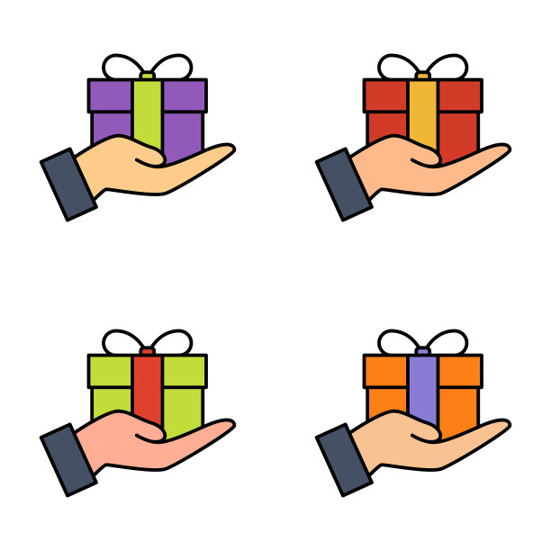 在白色背景上设置礼盒图片下载