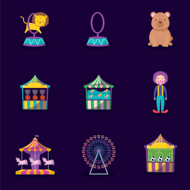 可爱的狮子与设置偶像马戏团图片下载