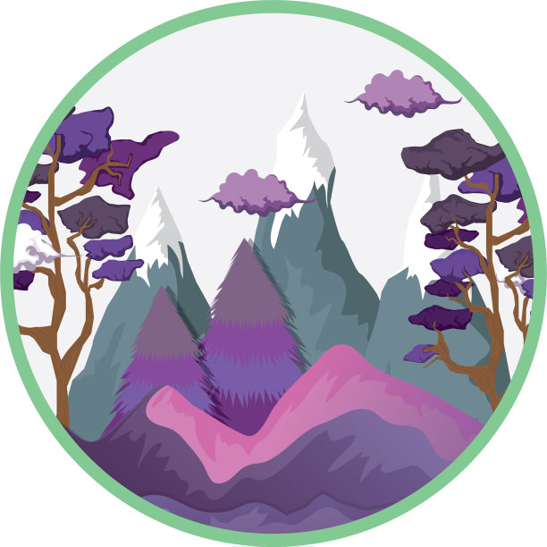 景观以雪山为圆形框架图片下载