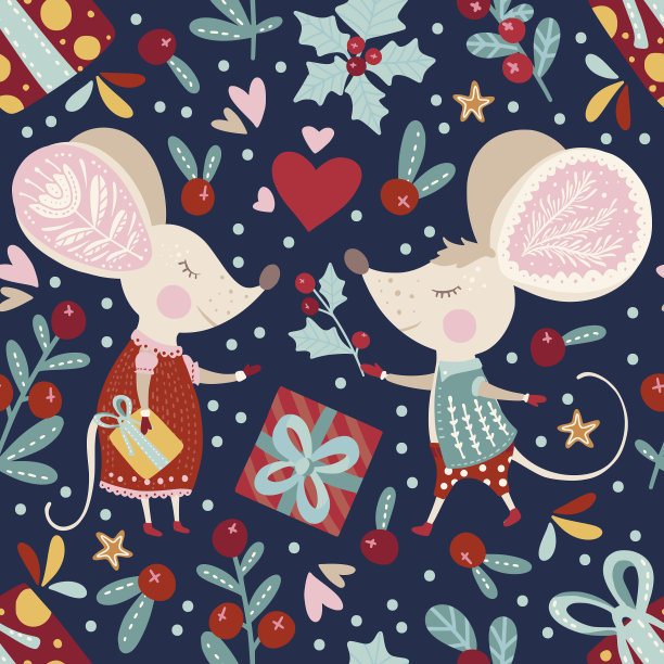 可爱的卡通鼠标无缝图案图片下载