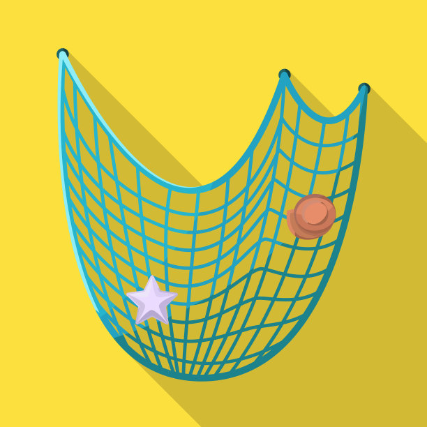 设计渔网和鱼的图标集图片下载